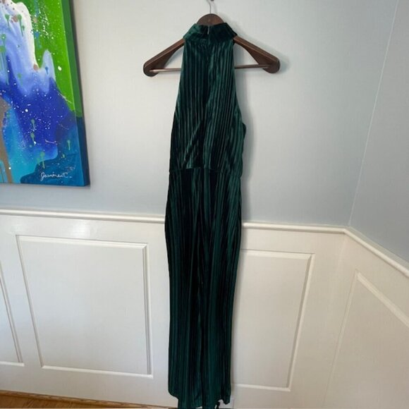Alexia Admor Velvet Formal Wide Leg Jumpsuit Emerald Green Holiday Size 2 - Picture 5 of 10
